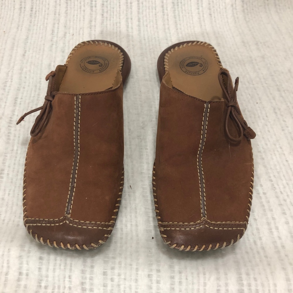 Nurture Slides Leather Slip‎ On Shoes Comfort Casual Brown Size 7.5